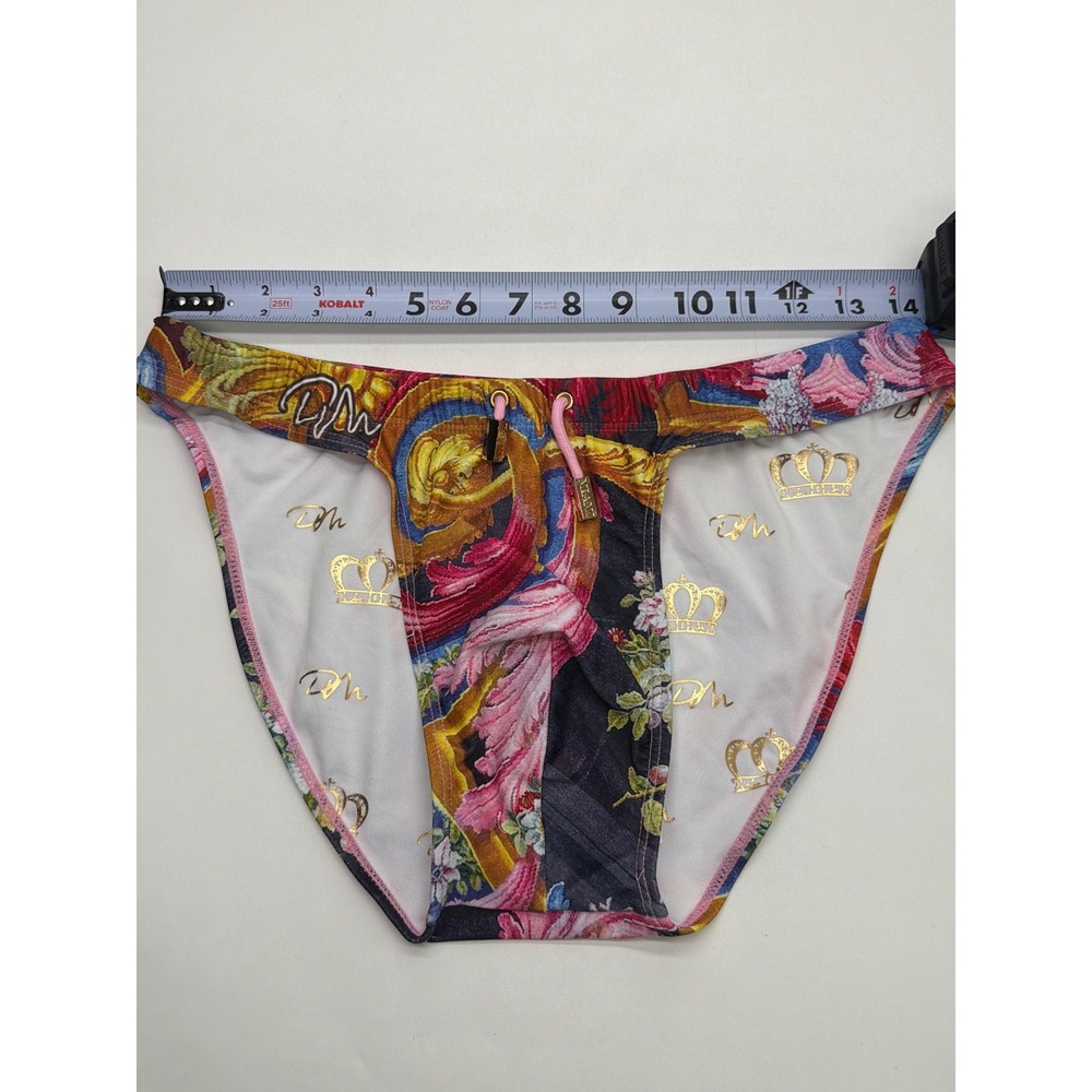 Danny Miami Men Baroque Floral Swim Briefs Multicolor Gold Crown Large NEW - Picture 7 of 7